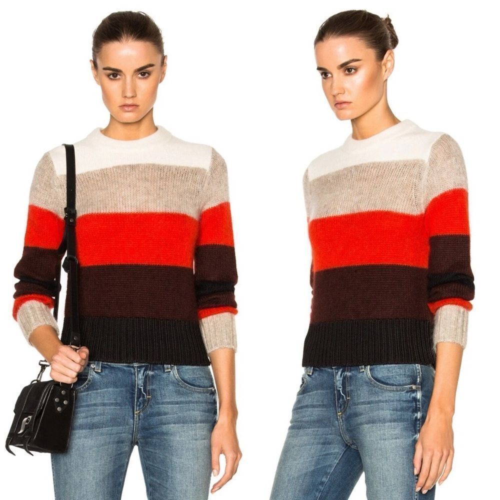 Rag & Bone Britton Striped Mohair Alpaca Sweater, Ivory/Multicolor